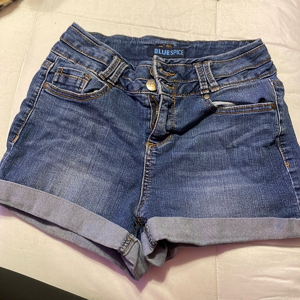 Blue spice jean shorts